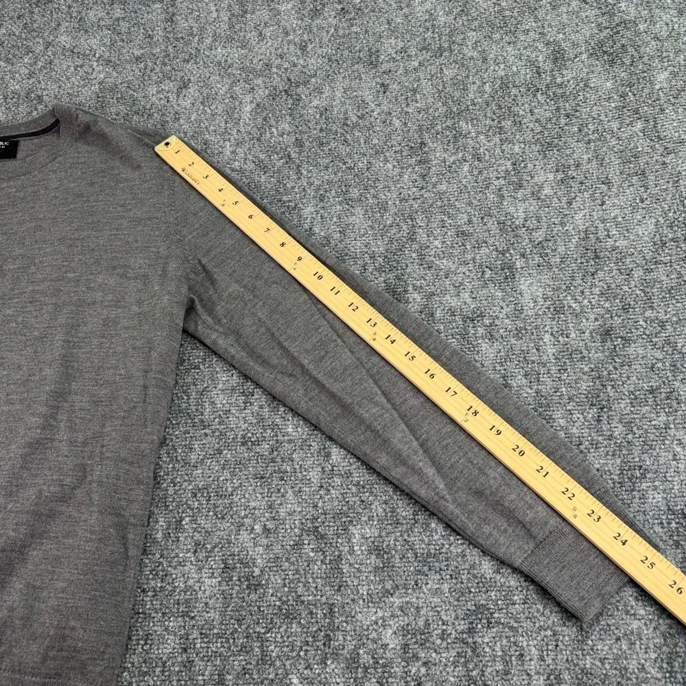 Banana Republic Sweater Mens Large Harbor Grey Solid Baruffa Italian Merino Wool